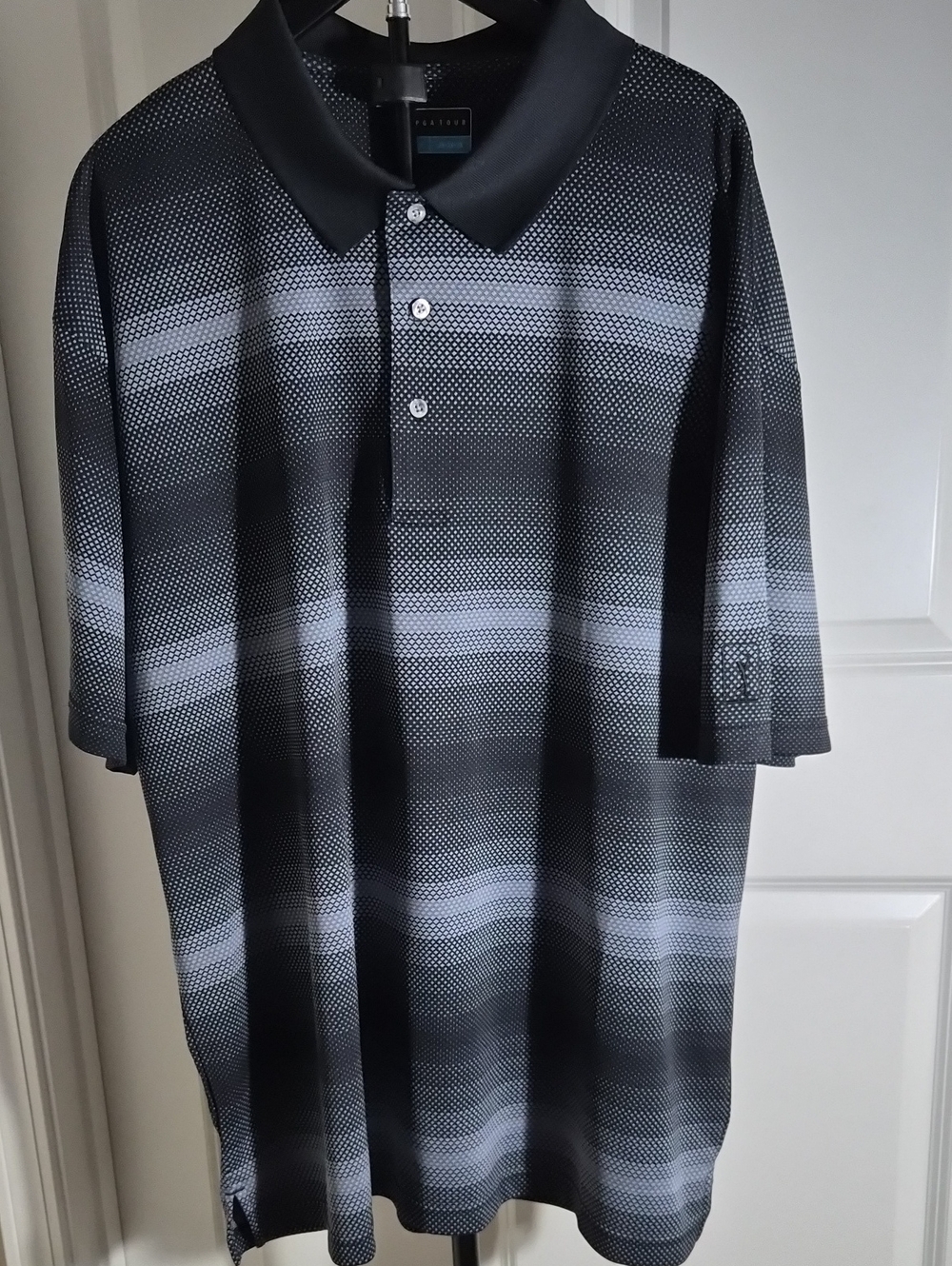 PGA Tour Black and Gray Gradient Dot-Pattern Polo 2X